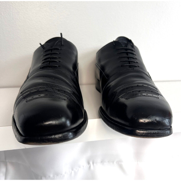 Prada Black Leather Lace Up Square Toe Oxford Shoes Men’s Size 9 2E 2186 Brogue main image 14